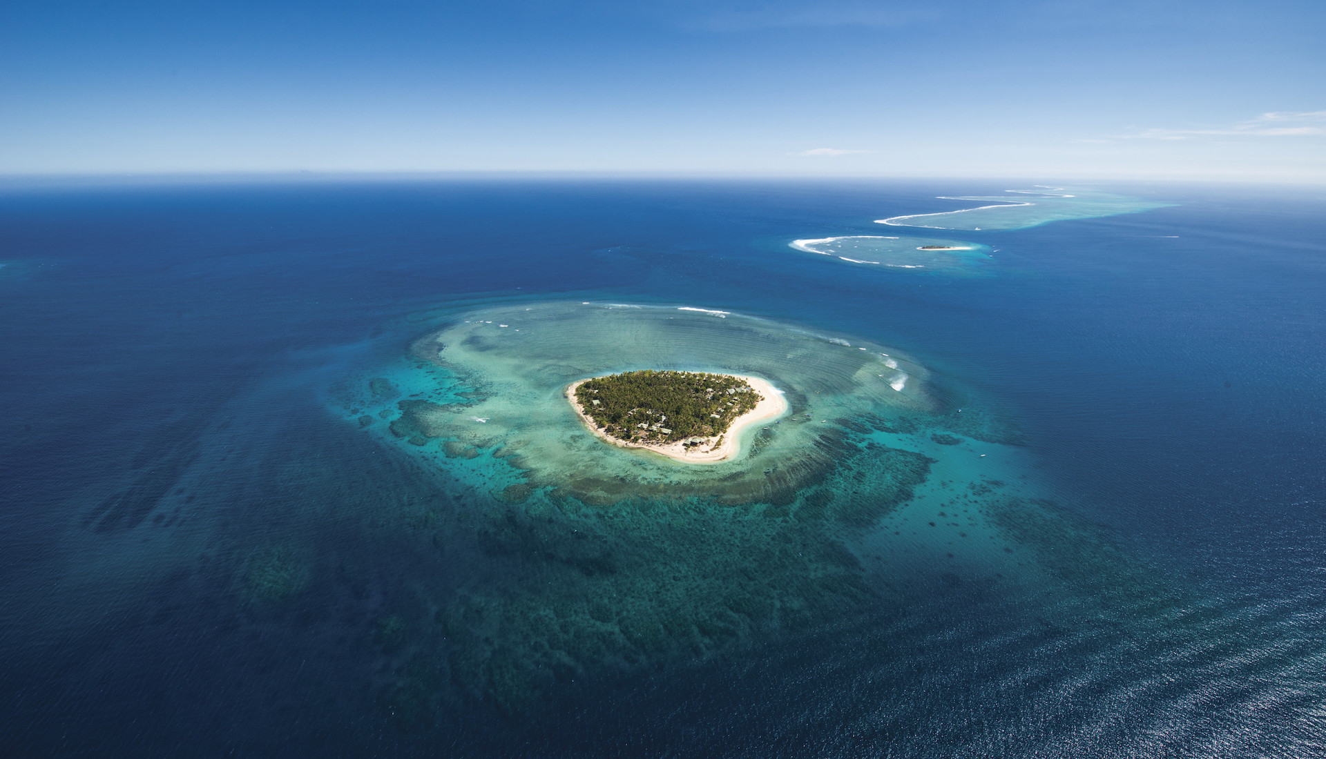 Aerial shot of Tavarua island, Fiji